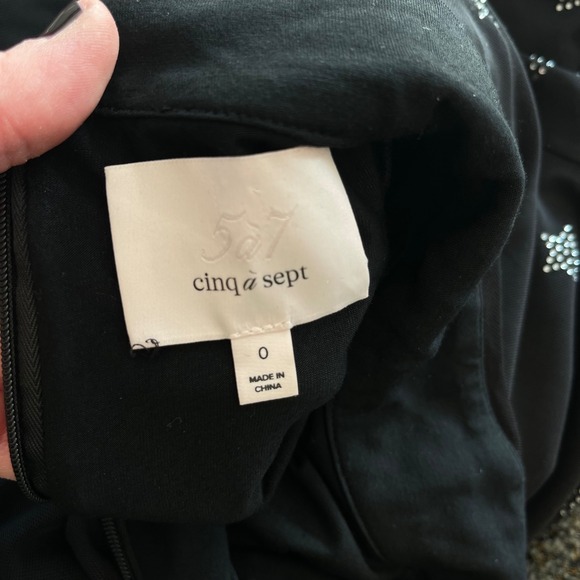 Cinq a Sept Marlene Dress Star Print Black Silver Embellished Sz 0 Bodycon Sexy - Picture 16 of 16